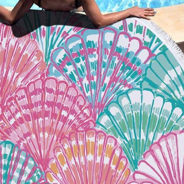 Microfiber and tassel round beach towel