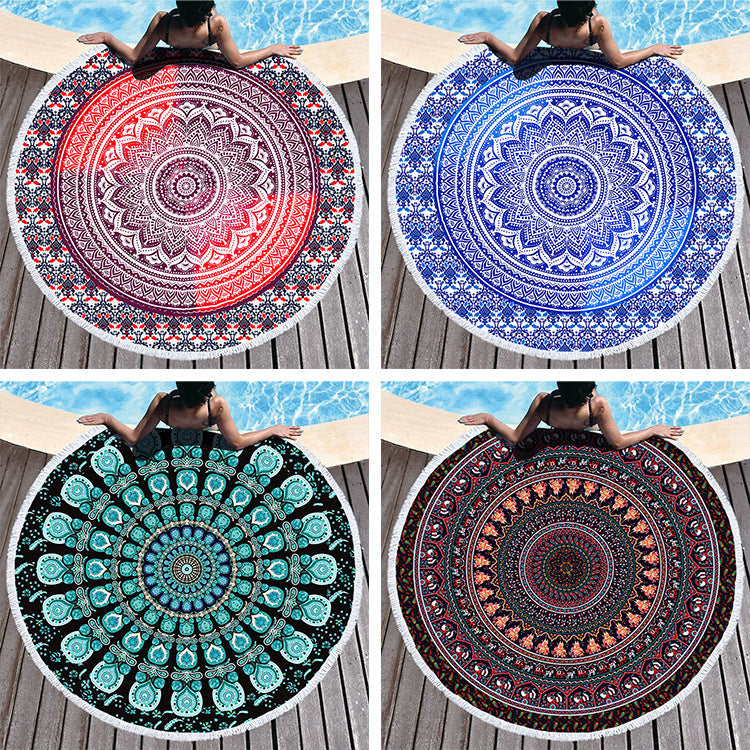 Round Printed Beach Towel Microfiber