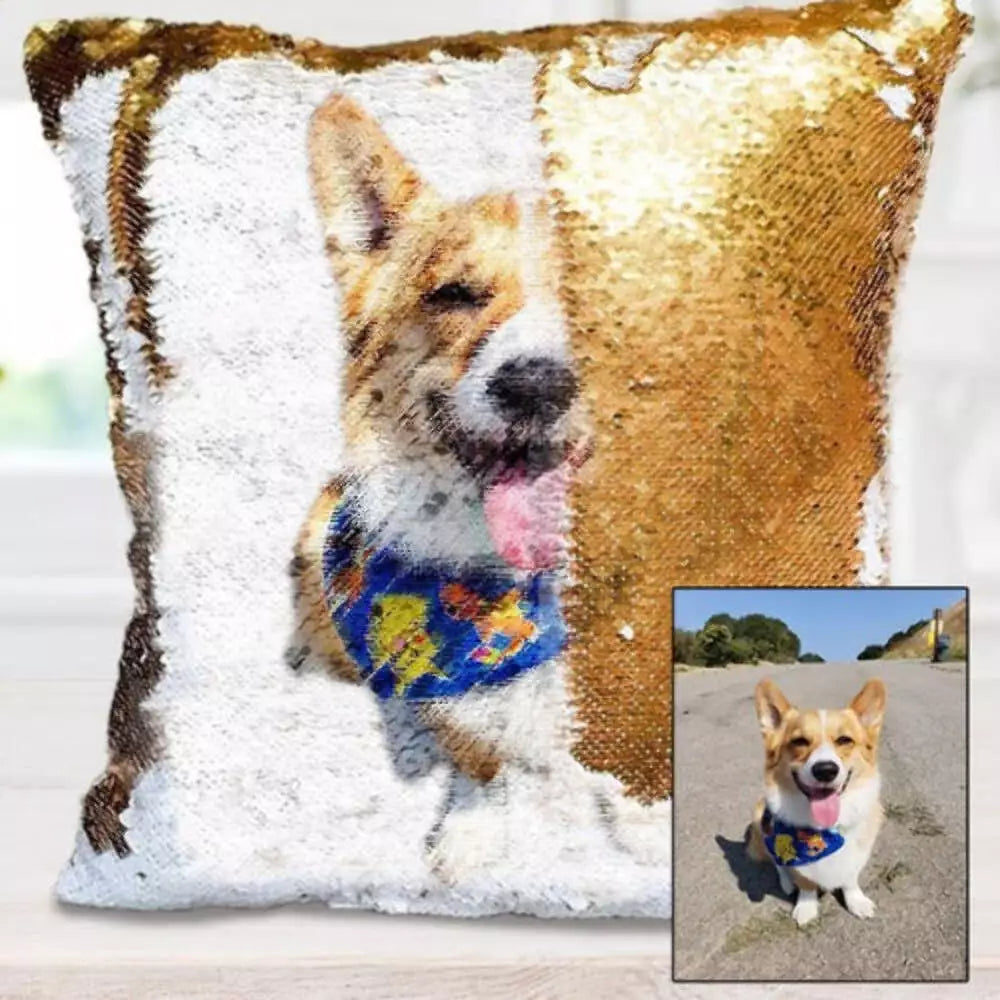Custom Photo Cushion Cover Diy Personalized Sequin Luminous Pillowcase Room Deco