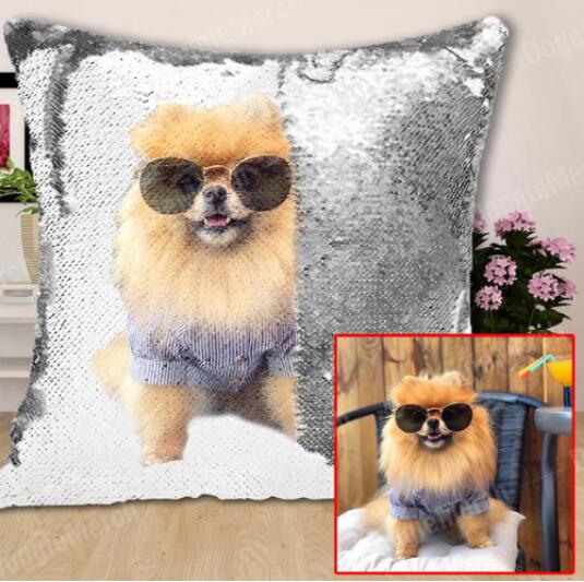 Custom Photo Cushion Cover Diy Personalized Sequin Luminous Pillowcase Room Deco