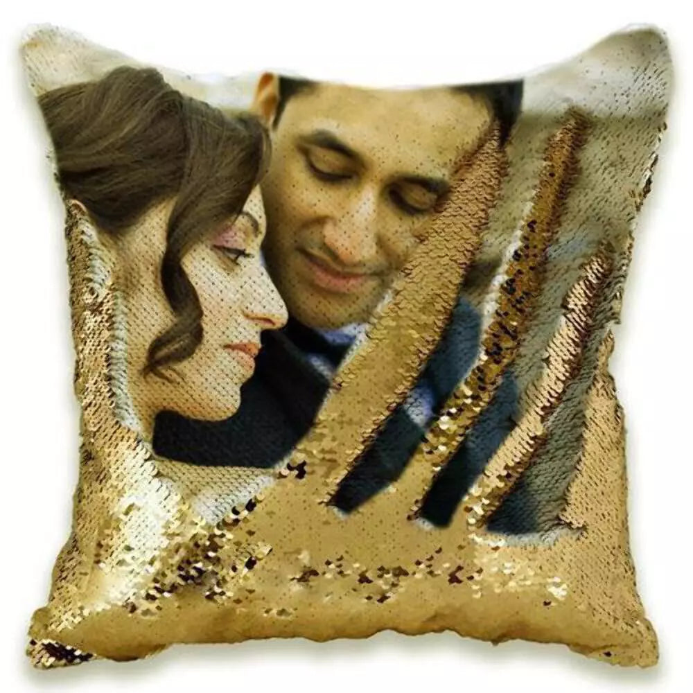 Custom Photo Cushion Cover Diy Personalized Sequin Luminous Pillowcase Room Deco
