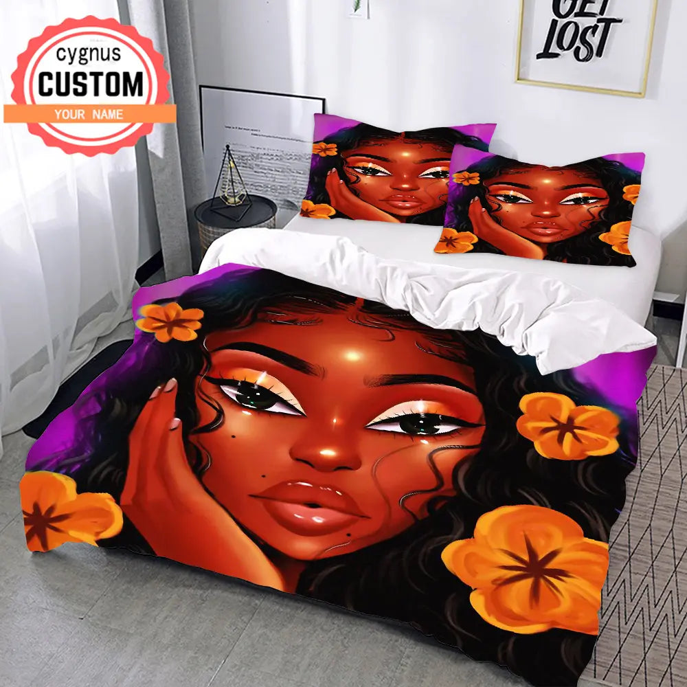 Custom Name Bedding Set orange