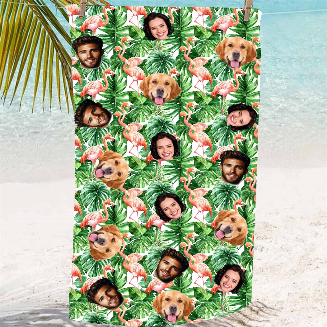 Custom Photo Beach Towel Repeating  Portrait 1-5 face