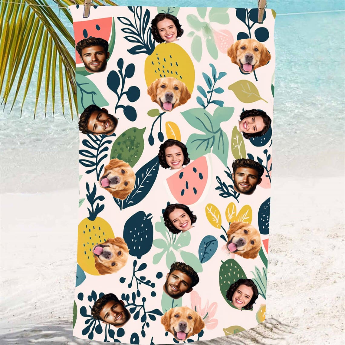 Custom Photo Beach Towel Repeating  Portrait 1-5 face