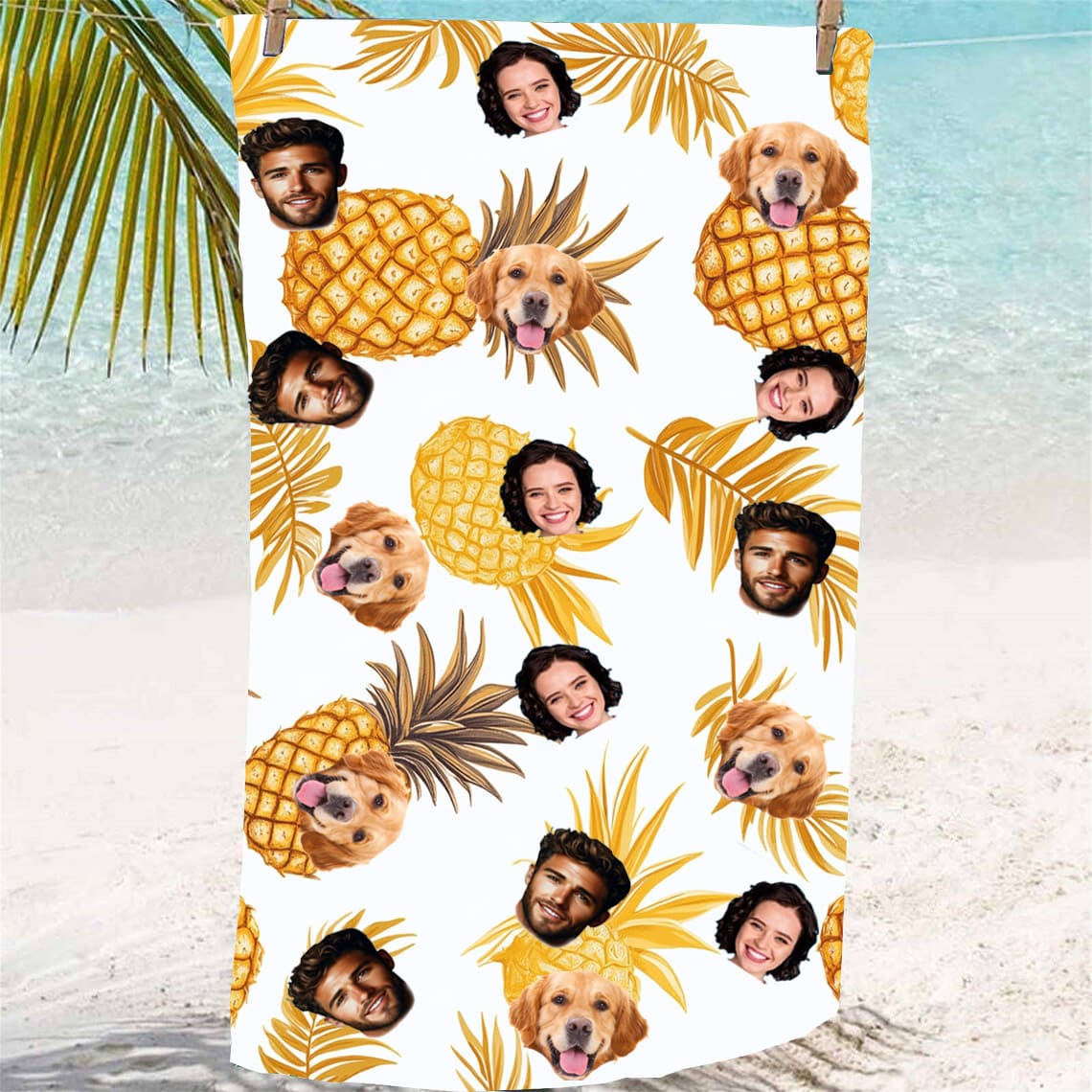 Custom Photo Beach Towel Repeating  Portrait 1-5 face