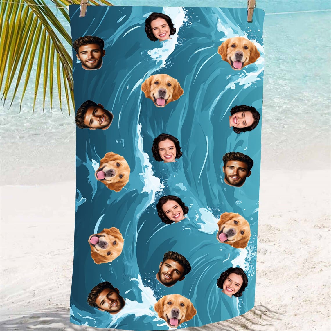 Custom Photo Beach Towel Repeating  Portrait 1-5 face