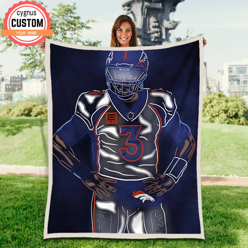 Rugby Star Theme Custom Name Blanket Navy