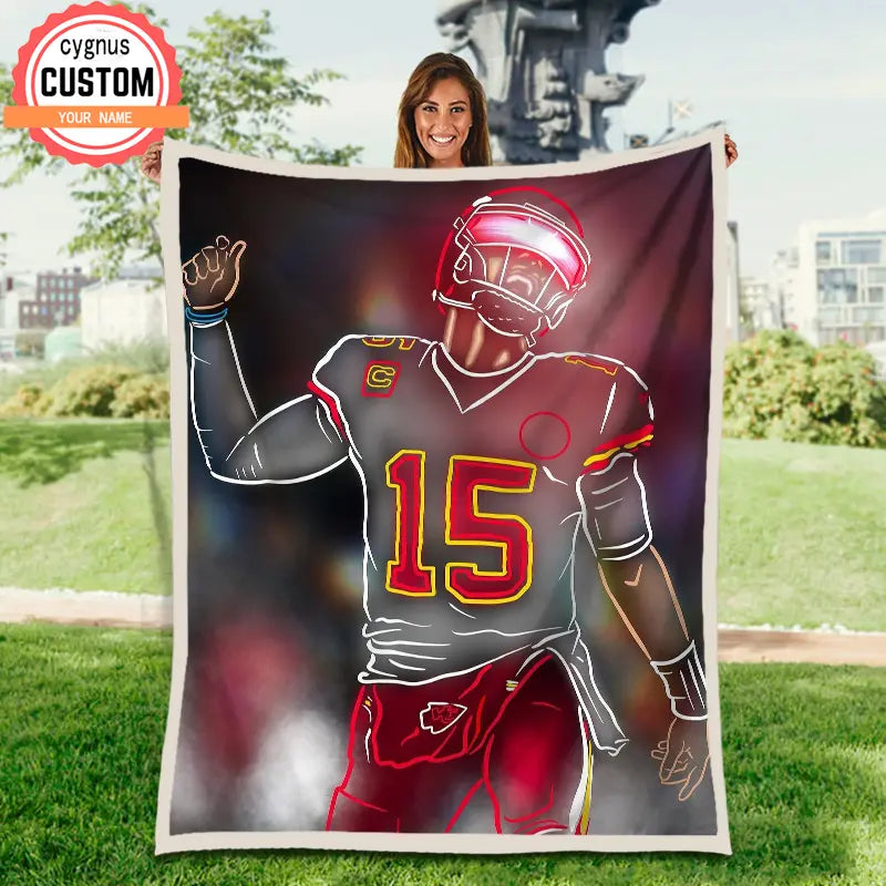 Rugby Star Theme Custom Name Blanket men