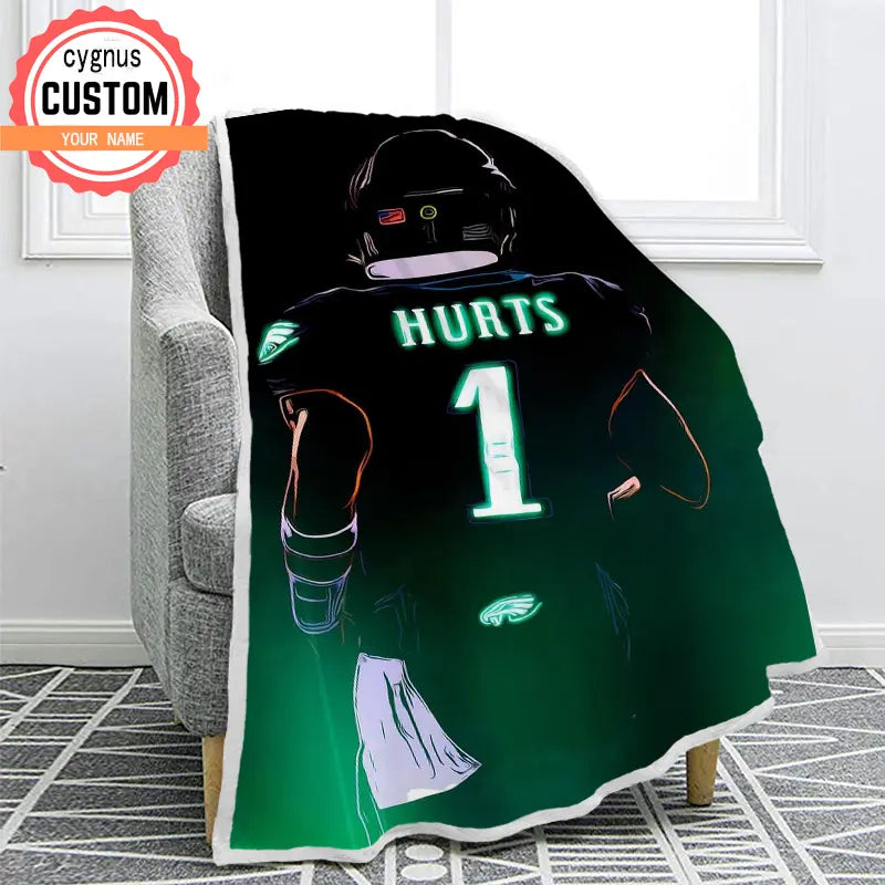 Rugby custom name blanket green