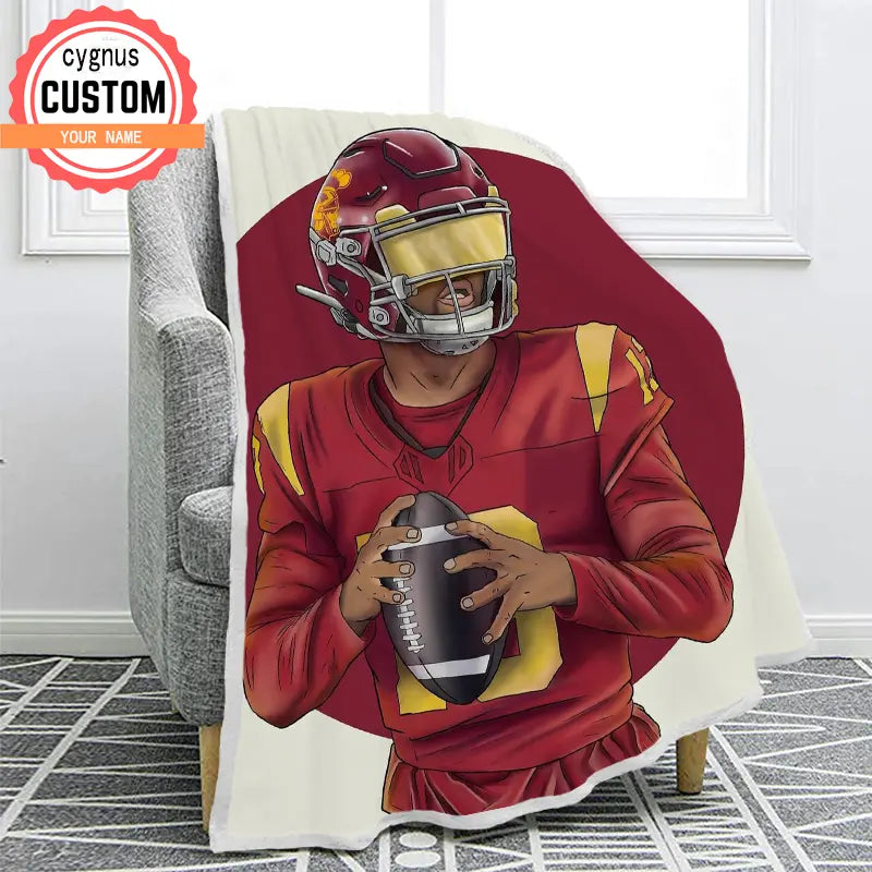 Rugby custom name blanket red