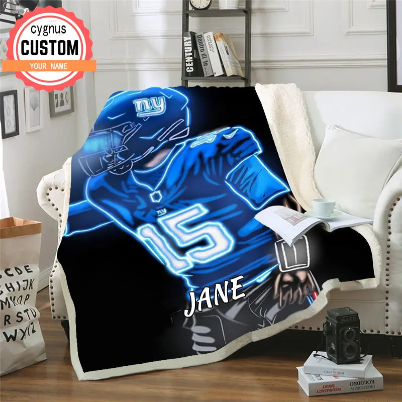 Rugby theme blanket blue black