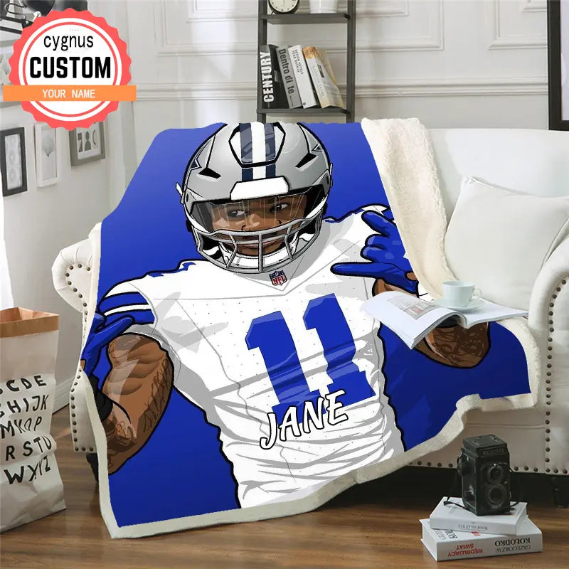 Rugby theme blanket blue