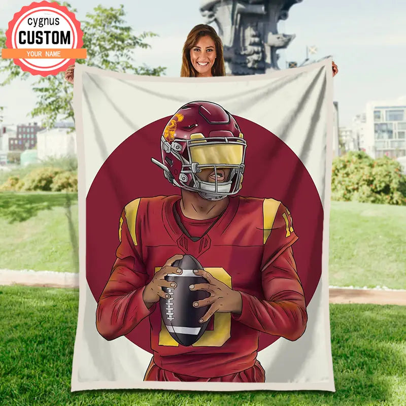 Rugby theme blanket red