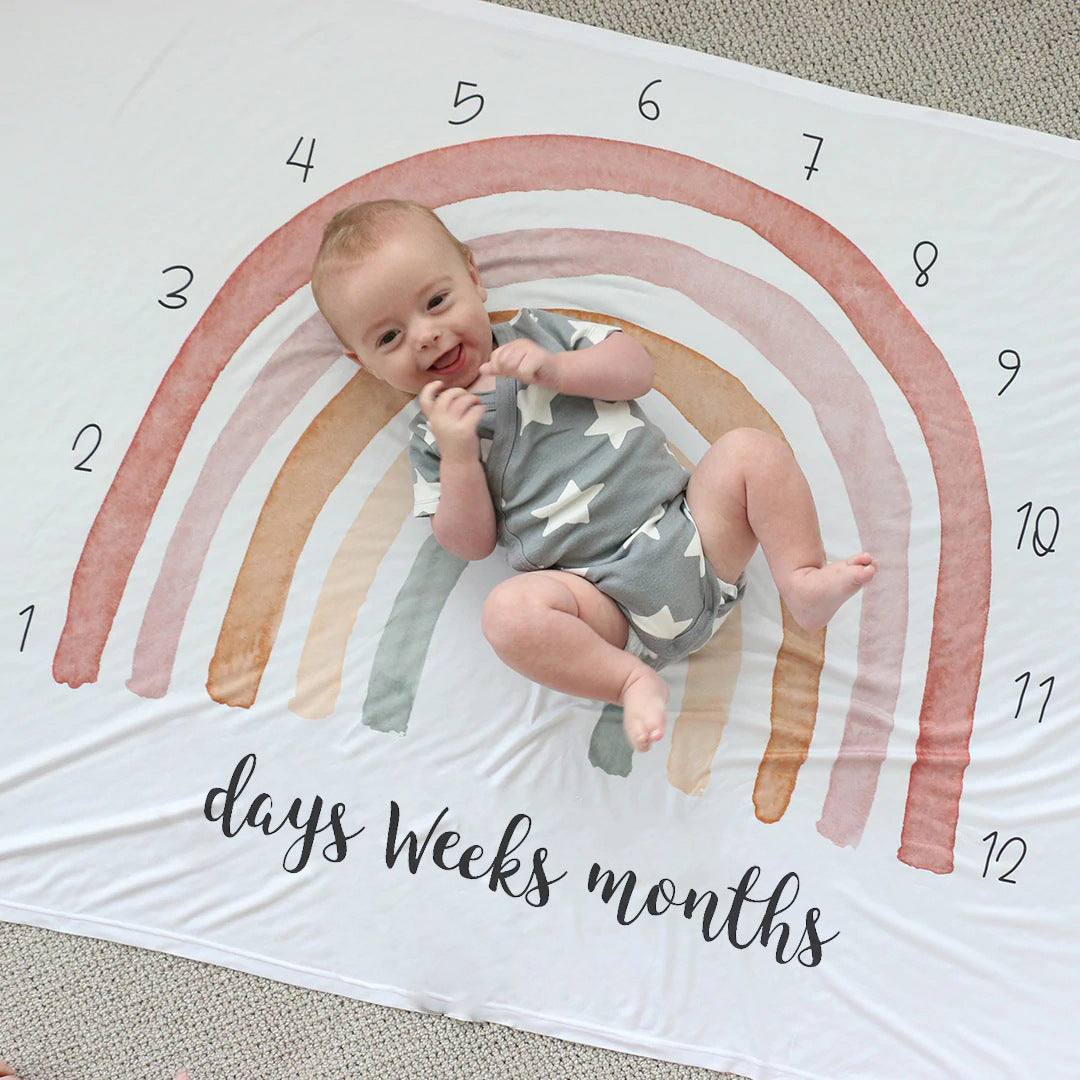 baby milestone blanket rainbow