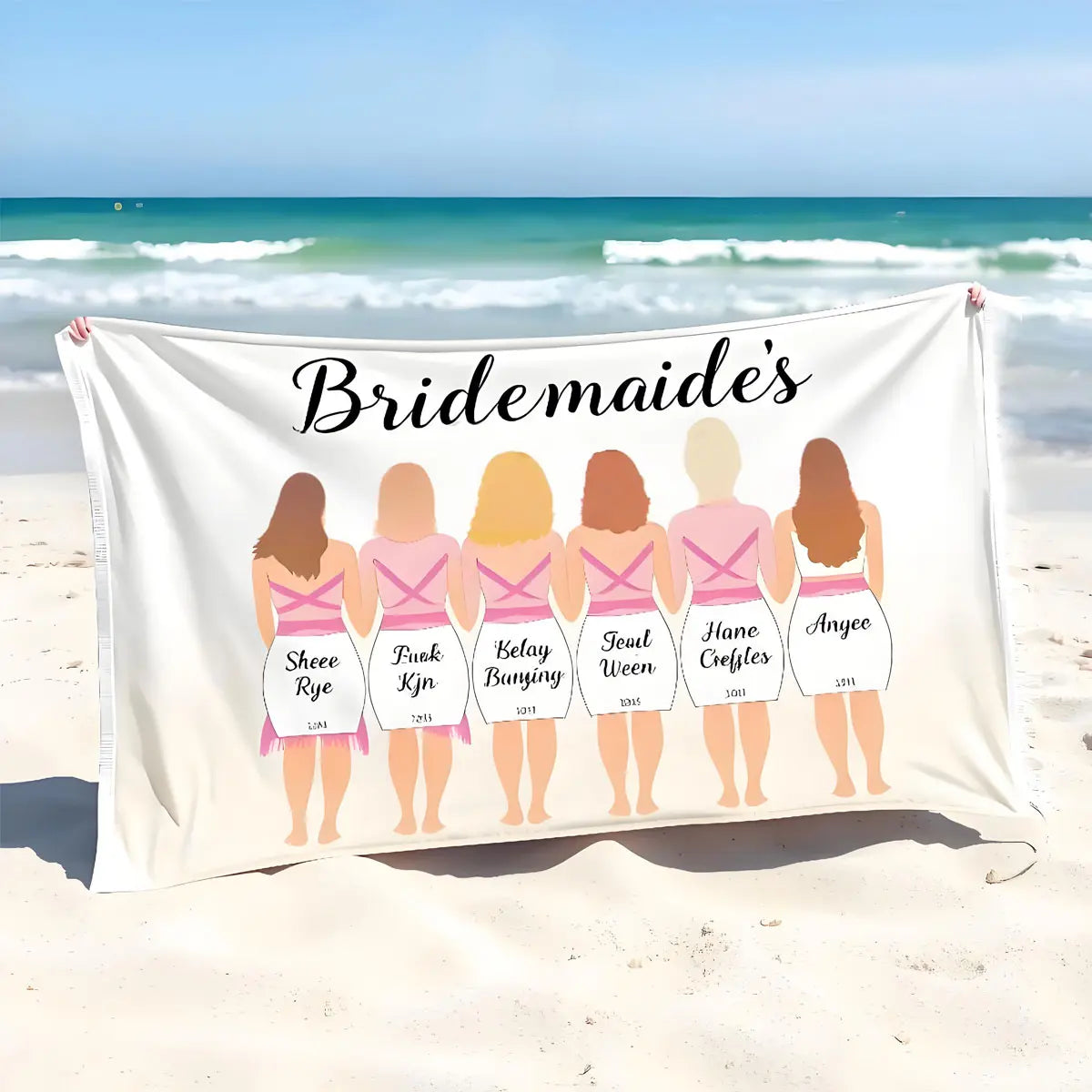 Bridesmaids Bachelorette Party and Trip Custom Beach Towels