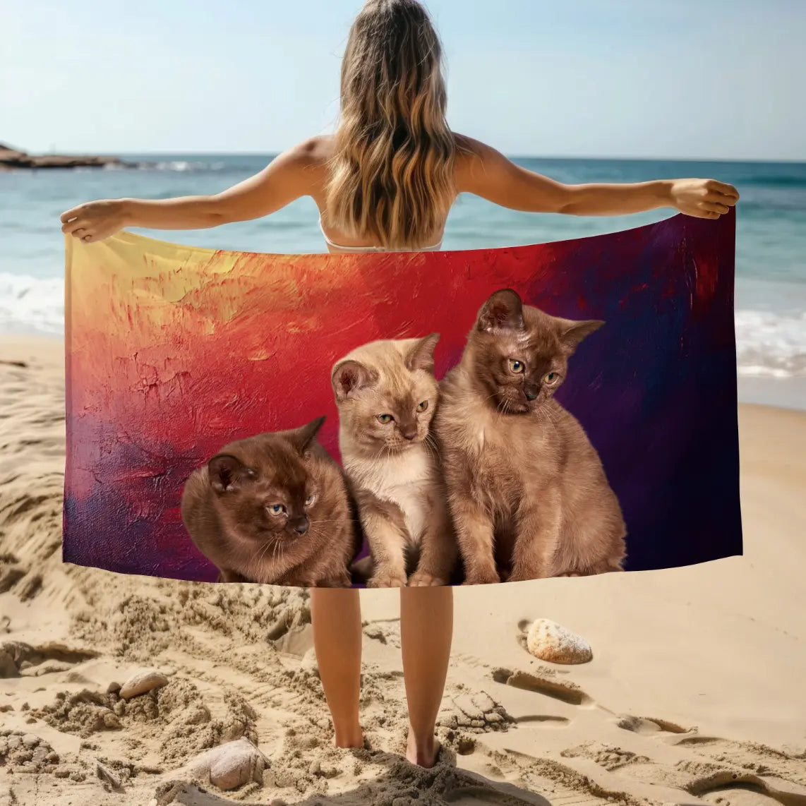 cats photo beach towel