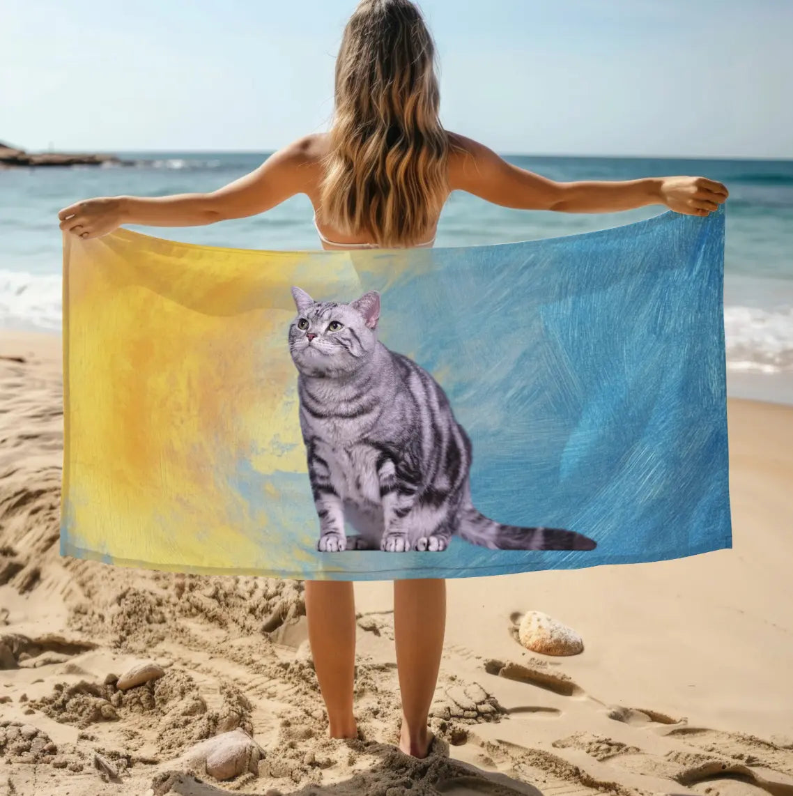 custom cat photo beach towel