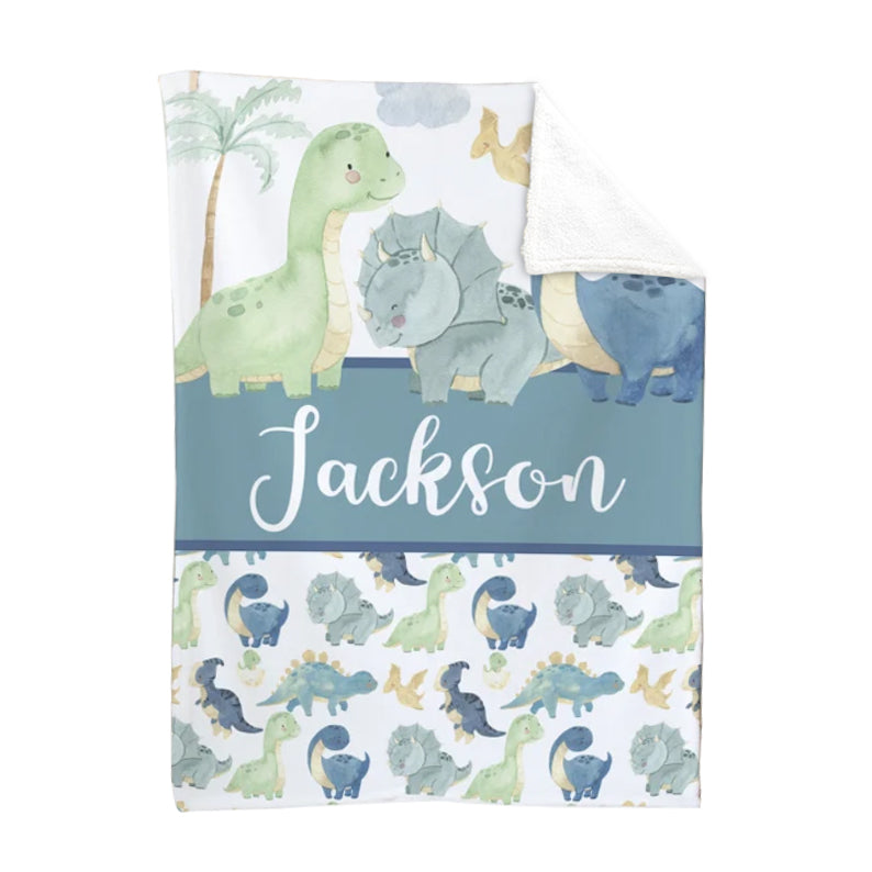 Customized name dinosaur blanket