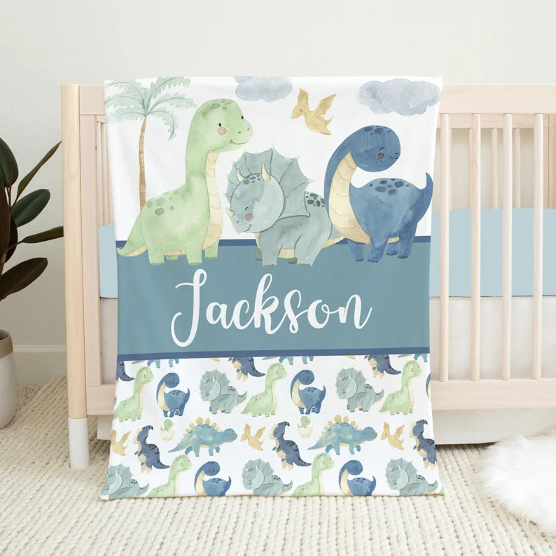 Baby name dinosaur blanket