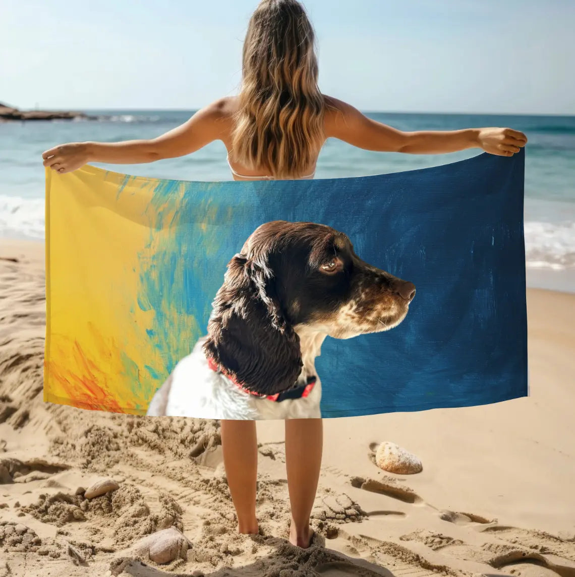 dog photo beach towel