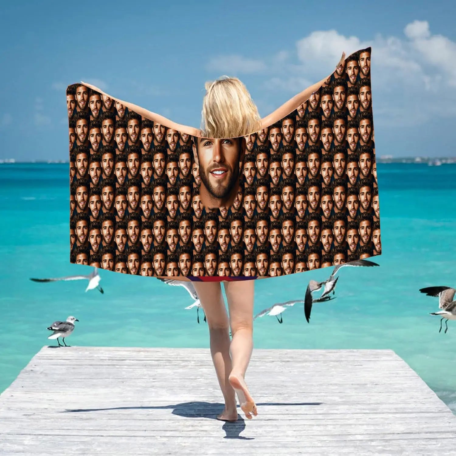 personalized Portrait beach towel