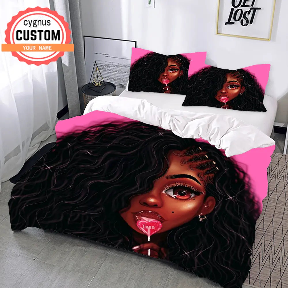 rose red Custom Name Bedding Set