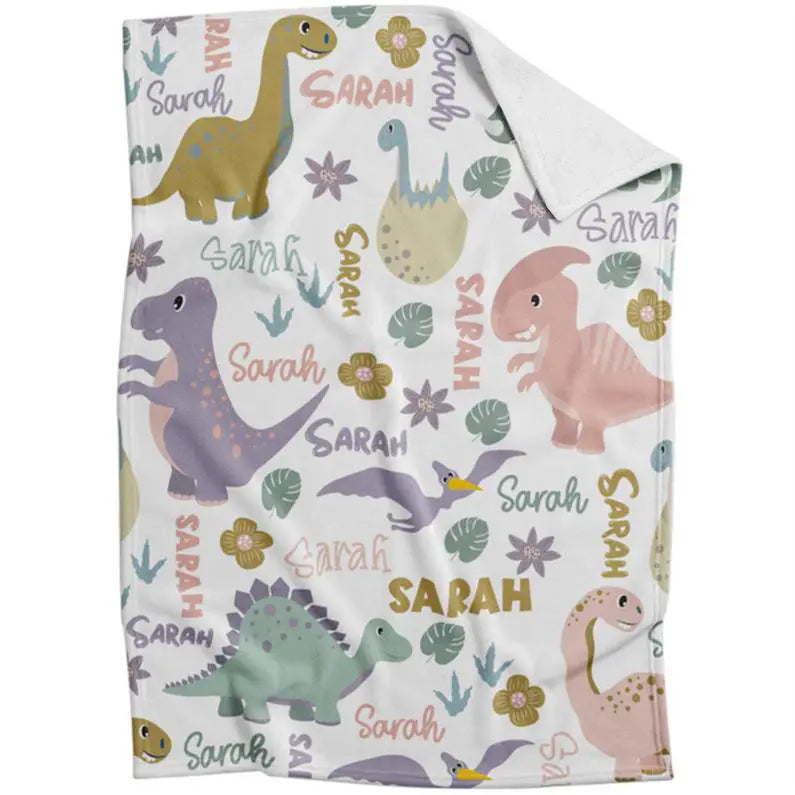 sherpa personalised dinosaur blanket