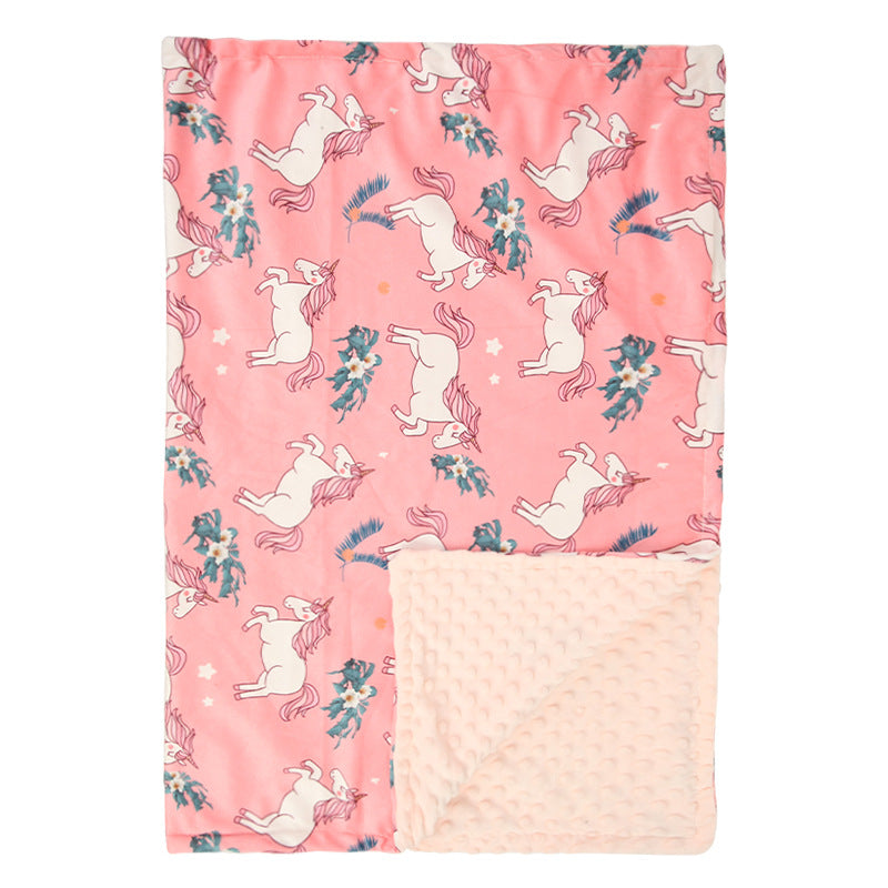 Baby Girl Pink Blankets with Unicorns Minky and Cellular Blanket Cygnuscustom